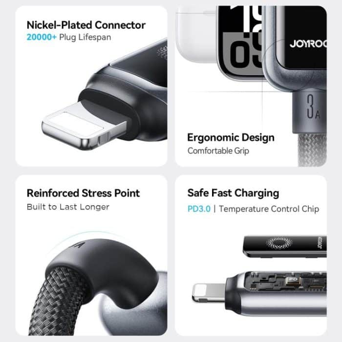 JOYROOM S-A55 StarFlight Series 3A USB to 8 Pin Auto Power-Off Fast Charging Data Cable – Bild 7