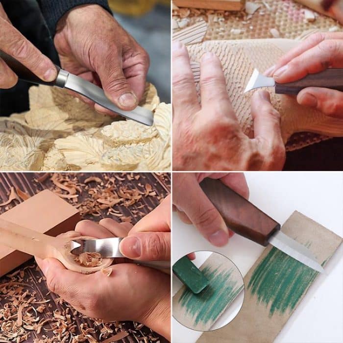 DIY Handgravurmesser Rindsleder Rolltasche Holzbearbeitung Gravurmesser Set – Bild 8