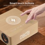 Q5A Multifunktionaler Holz-Touch-Uhr-Display, kabelloser Lade-Bluetooth-Lautsprecher, unterstützt TF-Karte, U-Disk und 3,5 mm AUX, Q5A – Bild 8