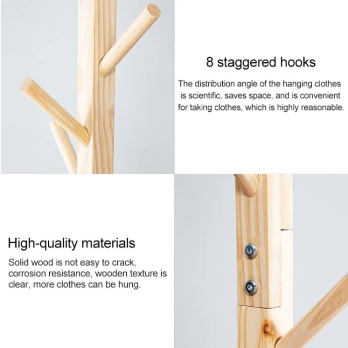 Kreativer baumförmiger Massivholzboden-Kleiderständer, Größe: 165 x 50 x 5 cm, 165x50x50cm (Coffee), 165x50x50cm  (Dark Coffee), 165x50x50cm (White), 165x50x50cm(Wood) – Bild 5