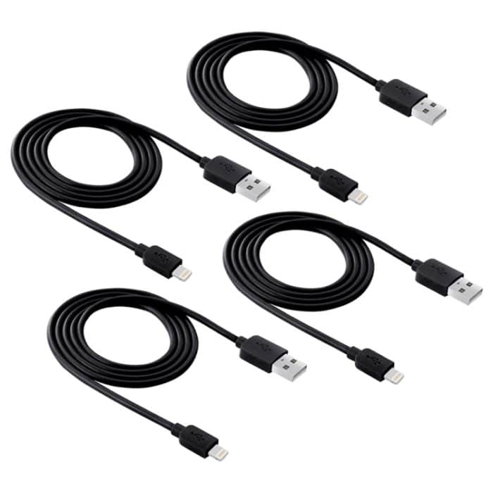 4 PCs Haweel 1M Hochgeschwindigkeit 8 Pin bis USB -Synchronisation und Ladekabelkit für iPhone, iPad (schwarz) – Bild 2