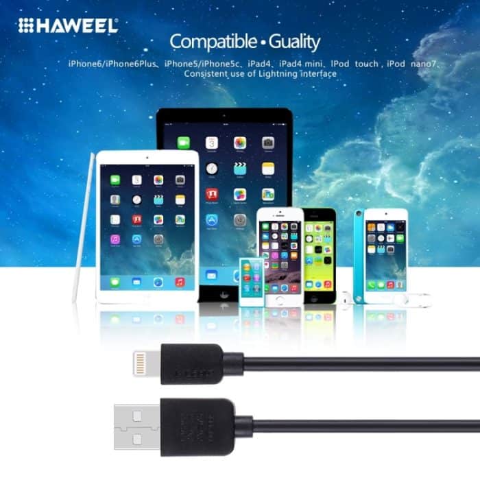4 PCs Haweel 1M Hochgeschwindigkeit 8 Pin bis USB -Synchronisation und Ladekabelkit für iPhone, iPad (schwarz) – Bild 6