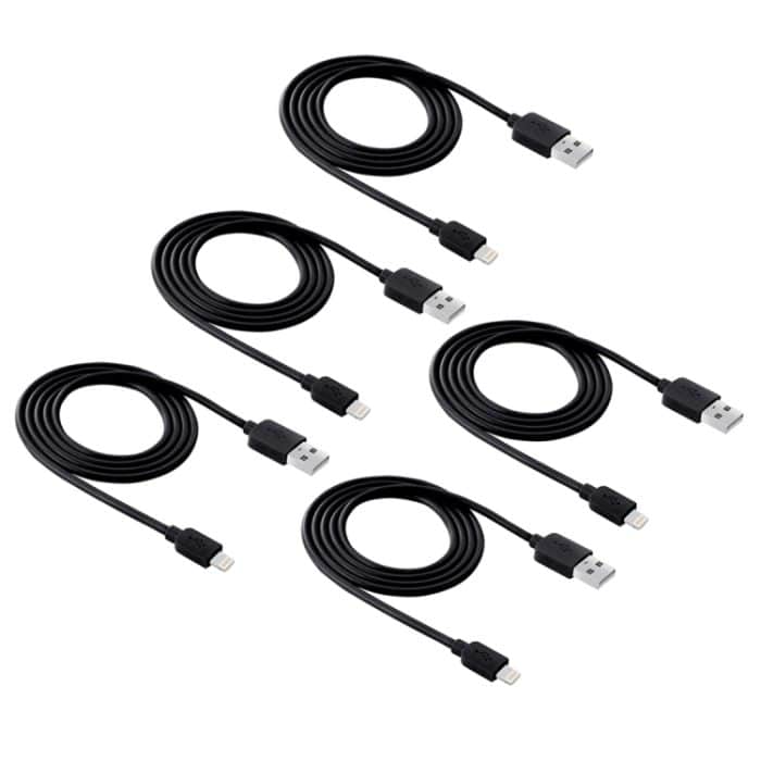 5 PCs Haweel 1 m Hochgeschwindigkeit 8 Pin bis USB -Synchronisation und Ladekabelkit für iPhone, iPad (schwarz) – Bild 2