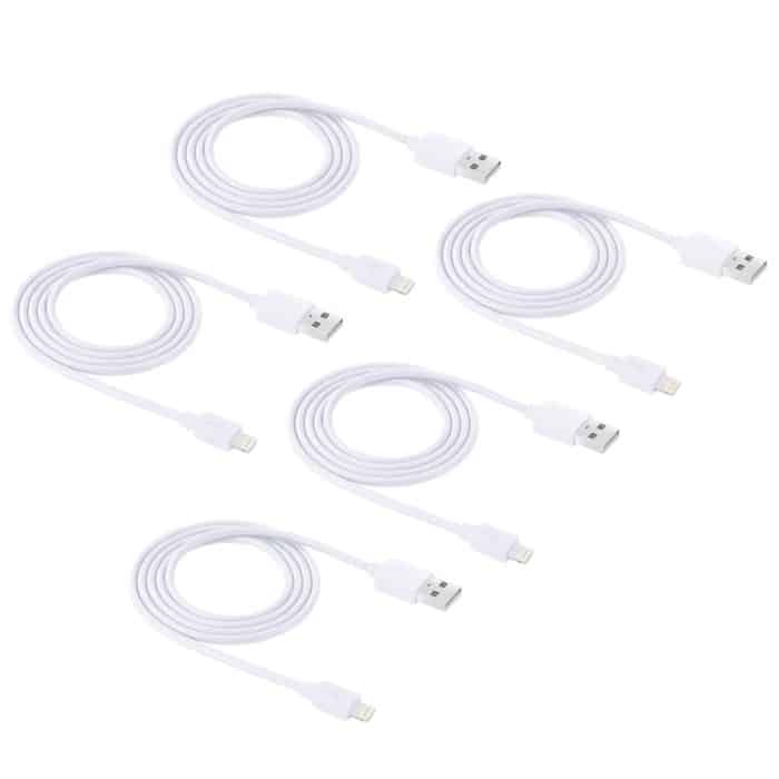 5 PCs Haweel 1 m Hochgeschwindigkeit 8 Pin bis USB -Synchronisation und Ladekabelkit für iPhone, iPad (weiß) – Bild 2