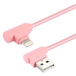 25 cm langes USB-auf-8-Pin-Doppelwinkel-Ladekabel im Nylongewebe-Stil – Bild 2