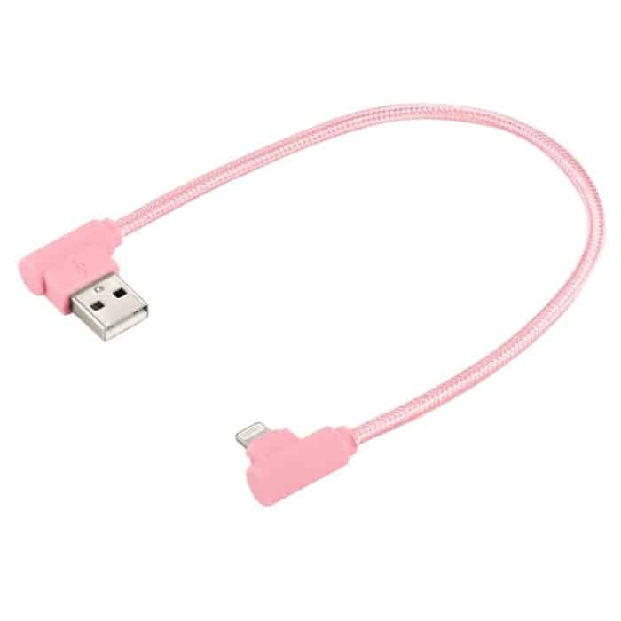 25 cm langes USB-auf-8-Pin-Doppelwinkel-Ladekabel im Nylongewebe-Stil – Bild 3