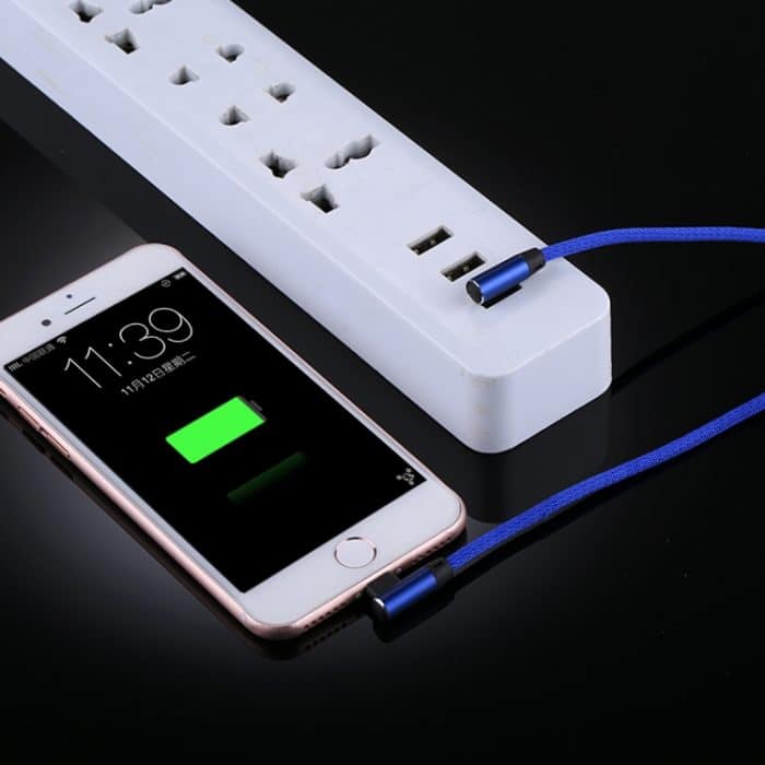 1 m langes 2,4-A-Ausgangs-USB-auf-8-Pin-Doppelwinkel-Design, Nylongewebe-Datensynchronisierungs-Ladekabel – Bild 6