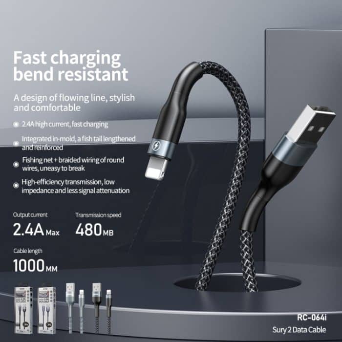 REMAX RC-064i Sury 2 Series 1 m 2,4 A USB-auf-8-Pin-Datenkabel für iPhone, iPad – Bild 3