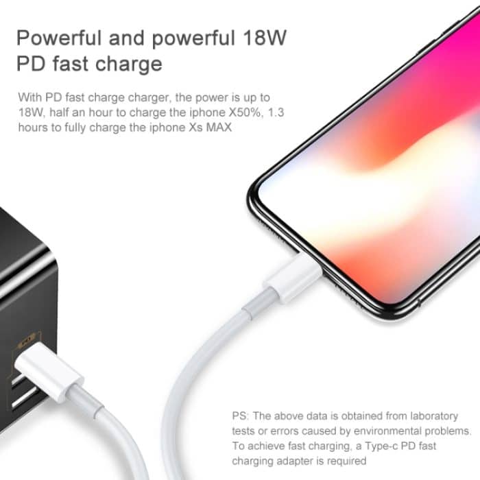 AWEI CL-68 3A Typ-C / USB-C auf 8-poliges PD-Schnellladedatenkabel, Länge: 1 m – Bild 7