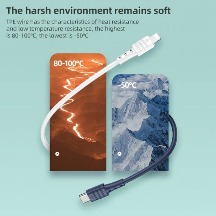 REMAX RC-068i PD 20 W Typ-C / USB-C auf 8-poliges hochelastisches TPE-Schnellladedatenkabel, Länge: 1 m – Bild 4