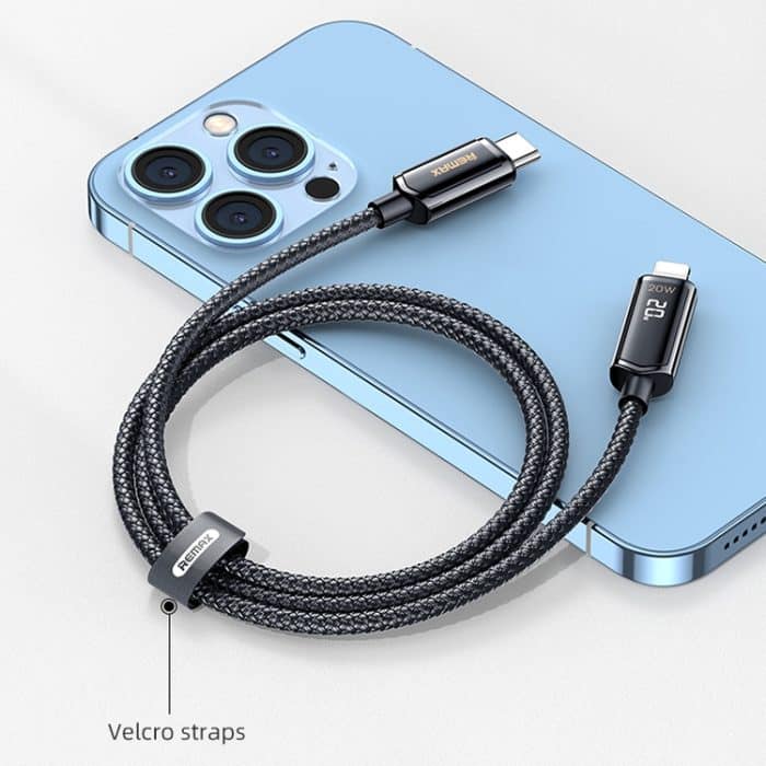 REMAX RC-128i 20 W Typ-C / USB-C auf 8-poliges, intelligentes Digitaldisplay, geflochtenes Ladedatenkabel aus Zinklegierung, Länge: 1,2 m – Bild 2