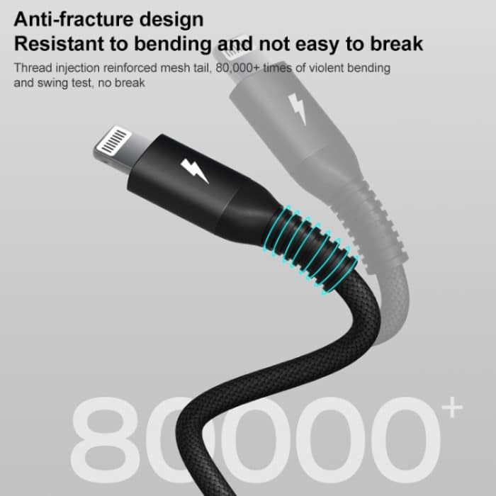 MOMAX DL51D Typ-C / USB-C auf 8 Pin PD geflochtenes Schnellladekabel, Länge: 1,2 m – Bild 3