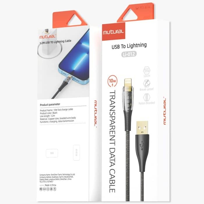 Mutural Li-CC012 1,2 m 10 W transparentes USB-auf-8-Pin-Ladedatenkabel – Bild 6