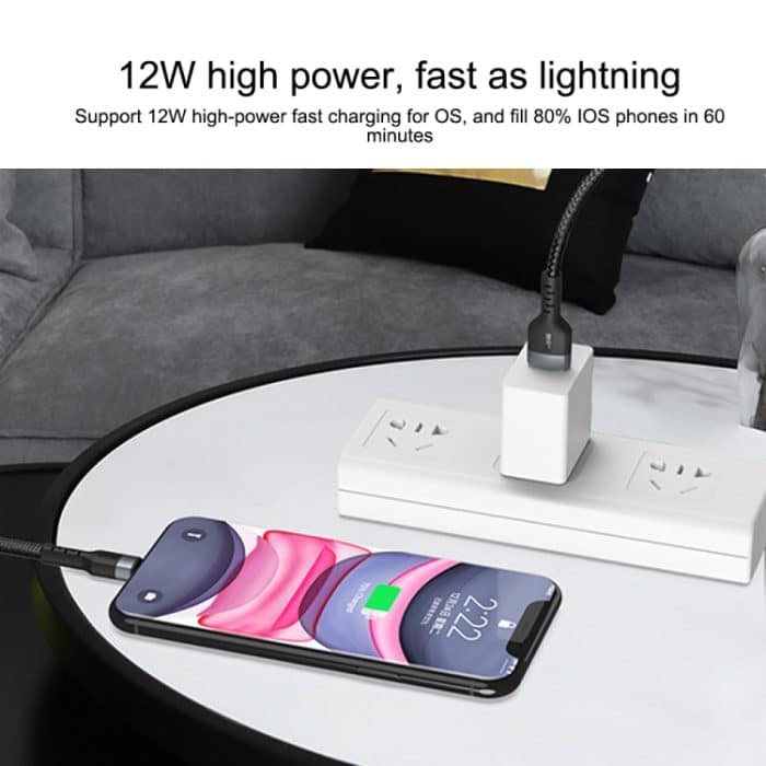 IVON CA88 12 W 2,4 A USB-auf-8-poliges Nylongeflecht-Schnelllade-Datenkabel, Kabellänge: 1 m – Bild 3