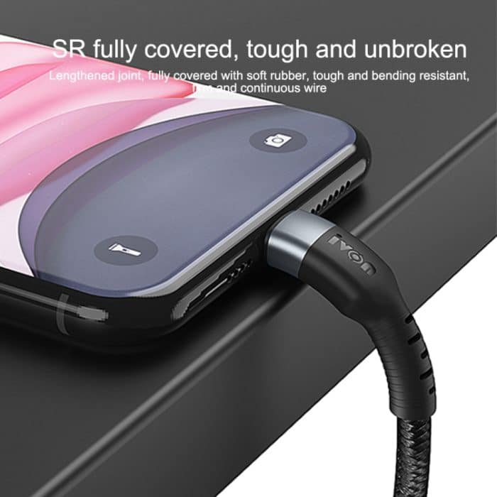 IVON CA88 12 W 2,4 A USB-auf-8-poliges Nylongeflecht-Schnelllade-Datenkabel, Kabellänge: 1 m – Bild 5