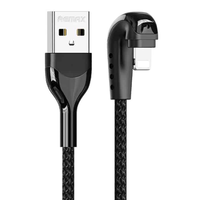 IP8G5620B.jpg REMAX RC-177i Heymanba II 2,1 A USB auf 8 Pin 180 Grad Winkelstück, geflochtenes Gaming-Datenkabel aus Zinklegierung, Kabellänge: 1 m – Bild 1