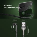 REMAX RC-177i Heymanba II 2,1 A USB auf 8 Pin 180 Grad Winkelstück, geflochtenes Gaming-Datenkabel aus Zinklegierung, Kabellänge: 1 m – Bild 6