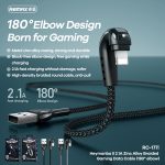 REMAX RC-177i Heymanba II 2,1 A USB auf 8 Pin 180 Grad Winkelstück, geflochtenes Gaming-Datenkabel aus Zinklegierung, Kabellänge: 1 m – Bild 7