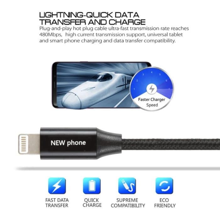 5V 2A 8-Pin-Stecker mit männlichem bis 8-poligen männlichen geflochtenen Datenkabel – Bild 3