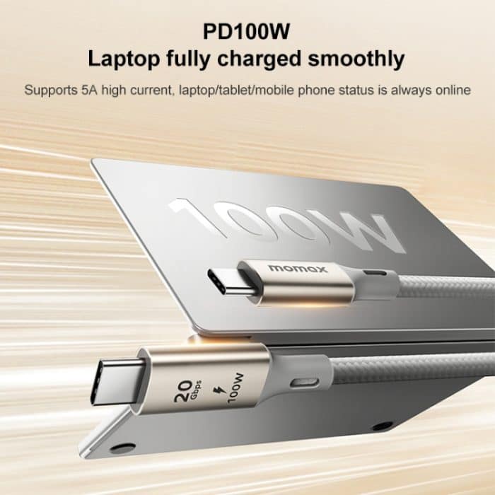 MOMAX DC31 1 m USB3.2 USB-C/Typ-C auf USB-C/Typ-C 100 W geflochtenes Datensynchronisierungs-Ladekabel – Bild 6