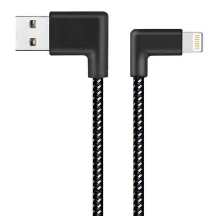 IP8P5026.jpg 1m 2a USB bis 8 Pin Nylon -Webstil Doppel -Ellbogen -Daten synchronisieren Ladekabel, 1m 2A USB auf 8 Pin Nylon Weave Style Double Elbow Data Sync Ladekabel – Bild 1