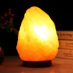 E12 Mittlere dimmbare Himalaya-Salzlampe, Crystal Rock Gesunde Tisch Schreibtischlampe Nachtlicht mit Holzfuß & Glühbirne & Schalter, mittleres Gewicht 2-3 kg, AC 110V, US-Stecker