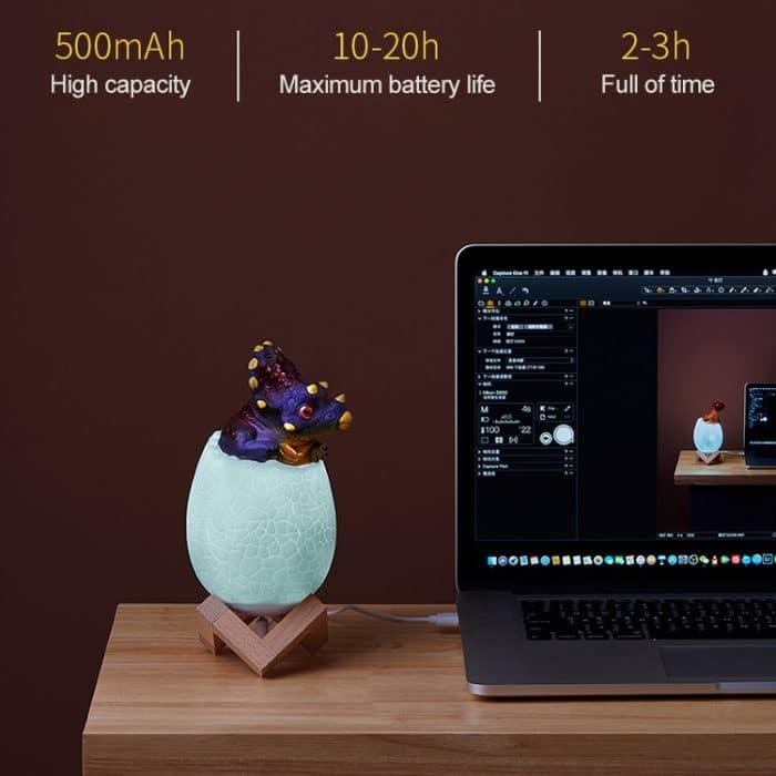 Triceratops Shape Creative Touch 3D Dekoratives Nachtlicht, 16-Farben-Patting-Fernbedienungsversion – Bild 7