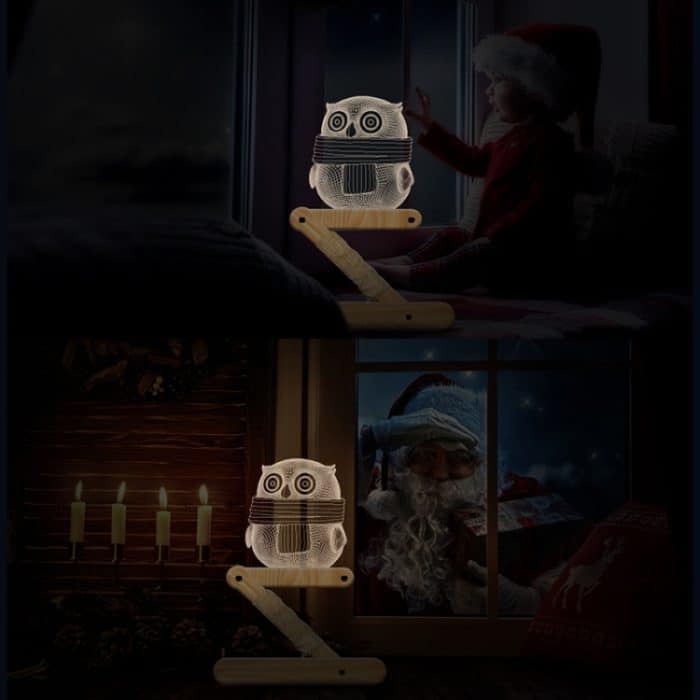 0,5 W Kinder Schlafzimmer Eule Falt Holzlampe 3D Nachtlicht (warmes Licht) – Bild 6