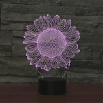 Sunflower Black Base Kreatives dekoratives 3D-LED-Nachtlicht, wiederaufladbar mit Touch-Taste