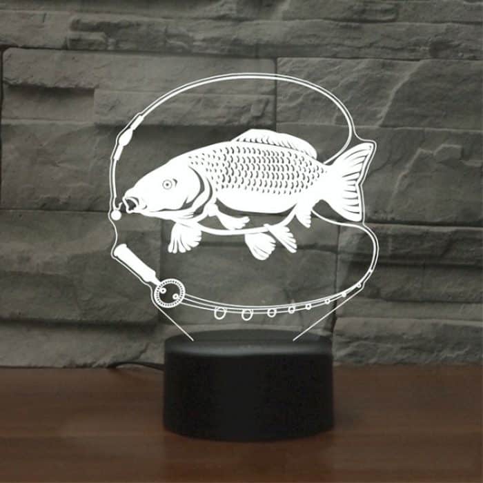 Fishing Black Base Kreatives dekoratives 3D-LED-Nachtlicht, wiederaufladbar mit Touch-Taste – Bild 1