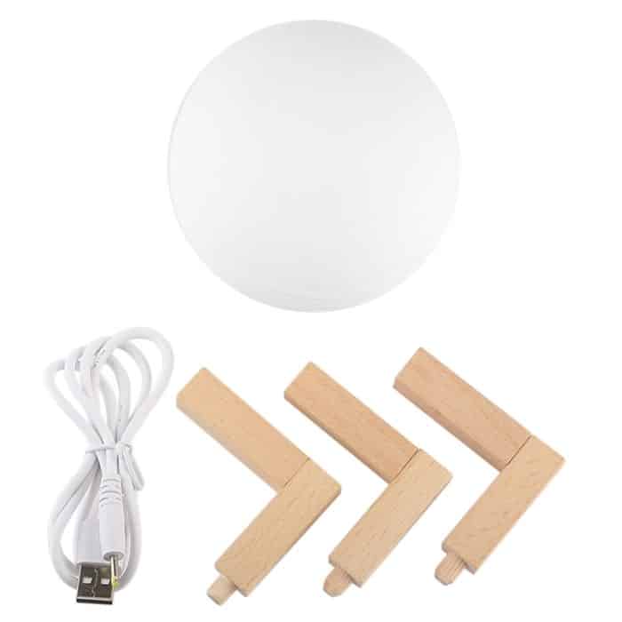 10 cm gestopfte 3D-Druck-Jupiterlampe, USB-Aufladung 7-Farben-Wechsel-Energiesparendes LED-Nachtlicht mit Holzhalterung – Bild 5
