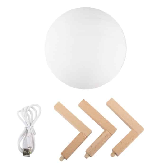 15 cm Touch Control 3D-Druck Jupiterlampe, USB-Aufladung 2-Farben-Wechsel Energiesparendes LED-Nachtlicht mit Holzhalterung – Bild 5