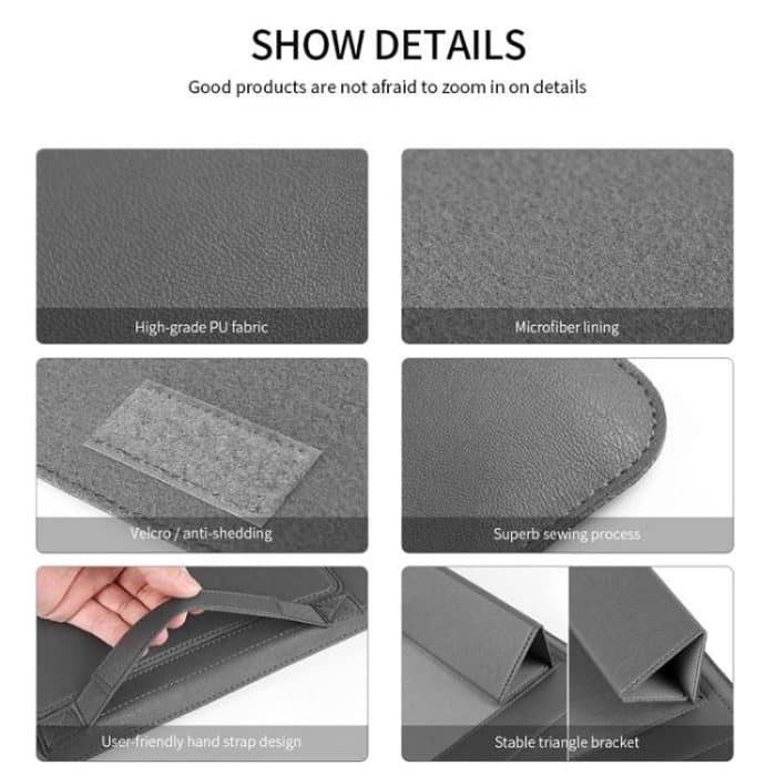 4-in-1-Universal-Laptoptasche aus wasserdichtem PU-Leder mit Griff, Ständer und Stifthalter + 2 Wickler + Maustasche + Ladegerät-Taschen-Set für 13/14-Zoll-Laptops, 13 / 14 inch – Bild 4