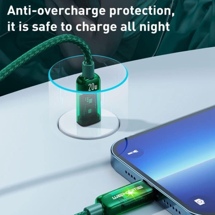 WK WDC-180 6A Pioneer-Serie USB auf 8-poliges transparentes Schnelllade-Datenkabel, Länge: 1 m – Bild 7