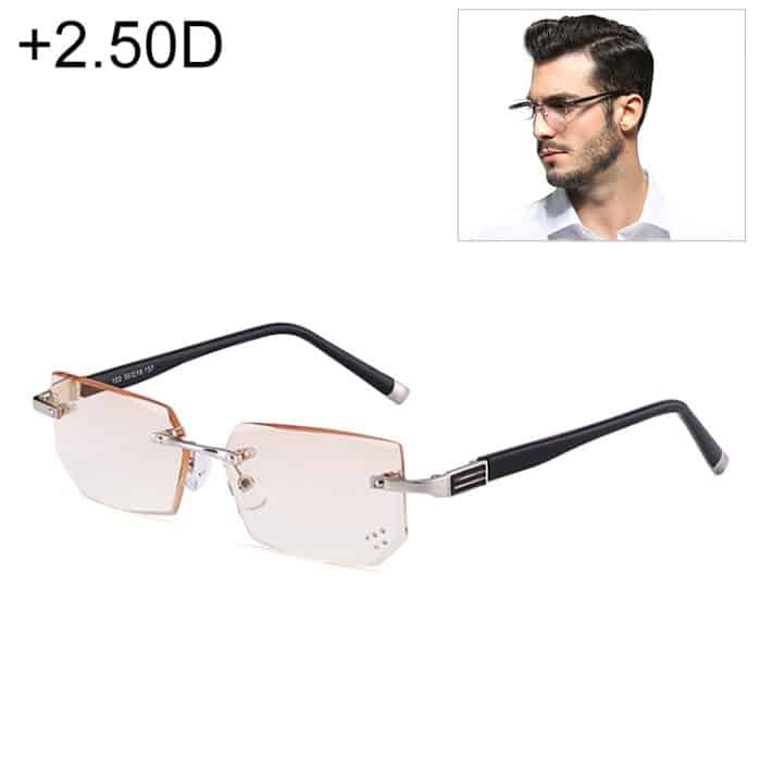 Männer Anti Fatigue & Blue-Ray randlose Strassbesatz Presbyopic Brille, + 2.50D – Bild 1