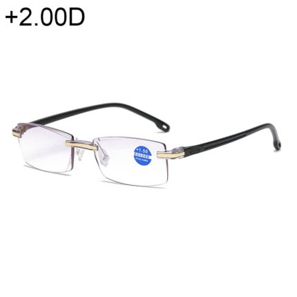 Randlose Presbyopie-Brille mit blauen Anti-Blue-Ray-Filmgläsern, +2.00D