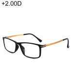 Schwarzer Rahmen Federscharnier Anti Fatigue & Blue-Ray Presbyopic Brille, + 2.00D