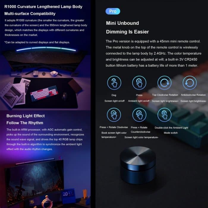 Xiaomi YouPin Lymax Pro Computer Monitor Lichtstange USB-C / Typ-C stufenlosen Dimmbildschirm Hängende Licht – Bild 4