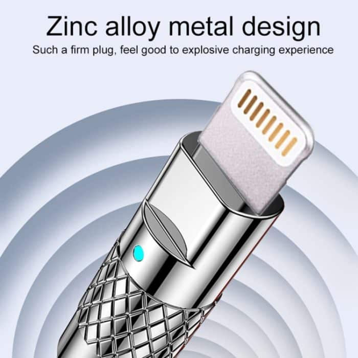 Mech Series 6A 120 W USB-auf-8-Pin-Metallstecker-Silikon-Schnelllade-Datenkabel, Länge: 1,2 m – Bild 2