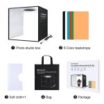 PULUZ 30 cm faltbares, hohes 97 CRI-Ringlicht, Fotobeleuchtung, Studio-Aufnahmezelt, Box-Set mit 6 Hintergrundfarben (Schwarz, Weiß, Orange, Rot, Grün, Blau), aufgeklappte Größe: 30 cm x 30 cm x 30 cm, 30cm Box Black, 30cm Box Black RU, 30cm Box Green ... – Bild 12