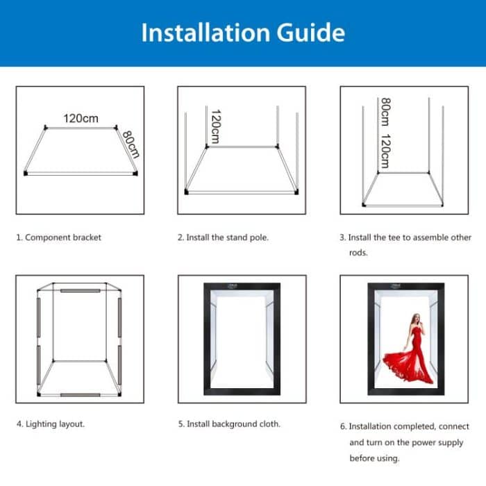 PULUZ 2 m 240 W 5500 K Fotolicht-Studio-Box-Set für Kleidung/Porträt von Erwachsenenmodellen, 2m Box(US), 2m Box(EU), 2m Box(AU), 2m Box(UK) – Bild 9