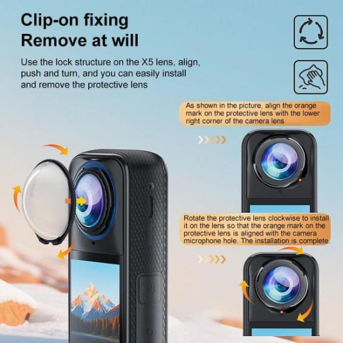 For Insta360 X5 PULUZ Rotating Optical Tempered Glass Lens Guard Protective Cover, Rotating Glass Lens Guard – Bild 5