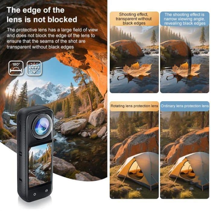 For Insta360 X5 PULUZ Rotating Optical Tempered Glass Lens Guard Protective Cover, Rotating Glass Lens Guard – Bild 8