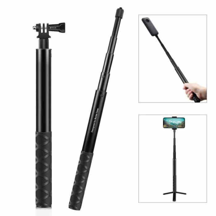 PU815.jpg PULUZ 110 cm Metall-Selfie-Stick-Einbeinstativ mit unsichtbarer Adapterbasis und Schraube für Insta360 One RS / X2 / X3 / X4 – Bild 1