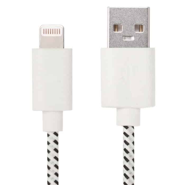 S-IP5G-8526W.jpg 1 m Nylonnetz-USB-Datenübertragungs-Ladekabel für iPhone, iPad, kompatibel mit bis zu iOS 15.5 – Bild 1