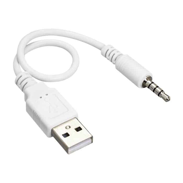 USB bis 3,5-mm-Jack-Daten Sync & Ladungskabel für iPod Shuffle 1./2nd / 3. Generation, Länge: 15,5 cm (weiß) – Bild 1