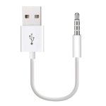 USB bis 3,5-mm-Jack-Daten Sync & Ladungskabel für iPod Shuffle 1./2./3./4./4./5./6./6. Generation, Länge: 10 cm (weiß)