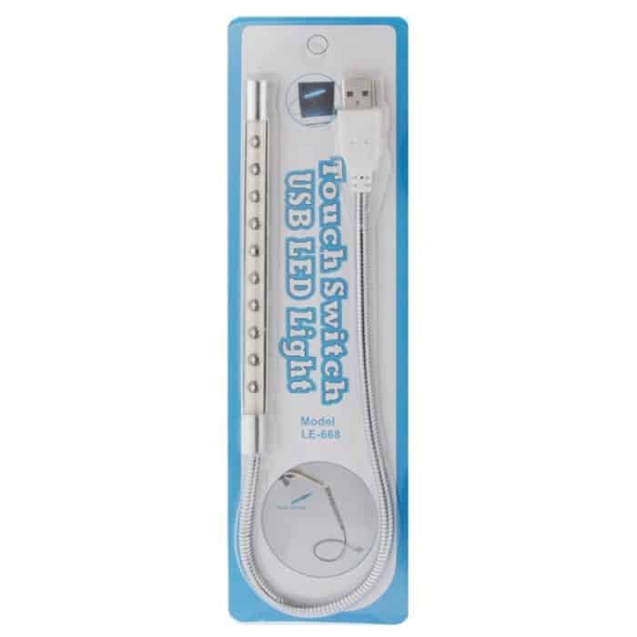 Tragbares Touch Switch USB LED-Licht, 10-LED, 1 W, weißes Licht (Silber) – Bild 9
