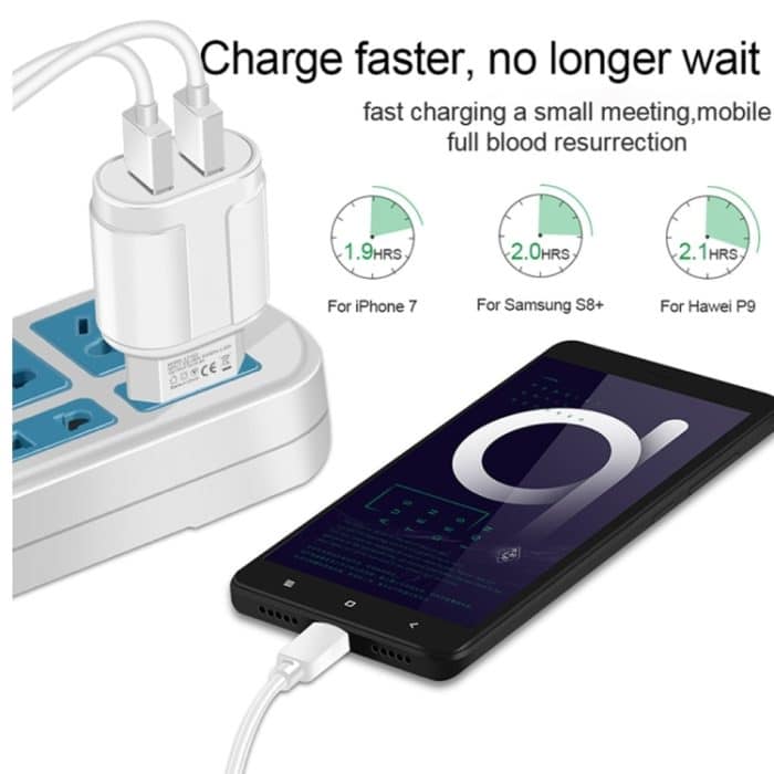 Tragbares Dual-USB-Reiseladegerät + 1 Meter USB-auf-8-Pin-Datenkabel, US-Stecker – Bild 5
