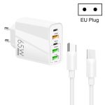 65 W Dual PD Typ-C + 3 x USB Multi-Port-Ladegerät mit 3 A Typ-C-zu-Typ-C-Datenkabel, US-Stecker